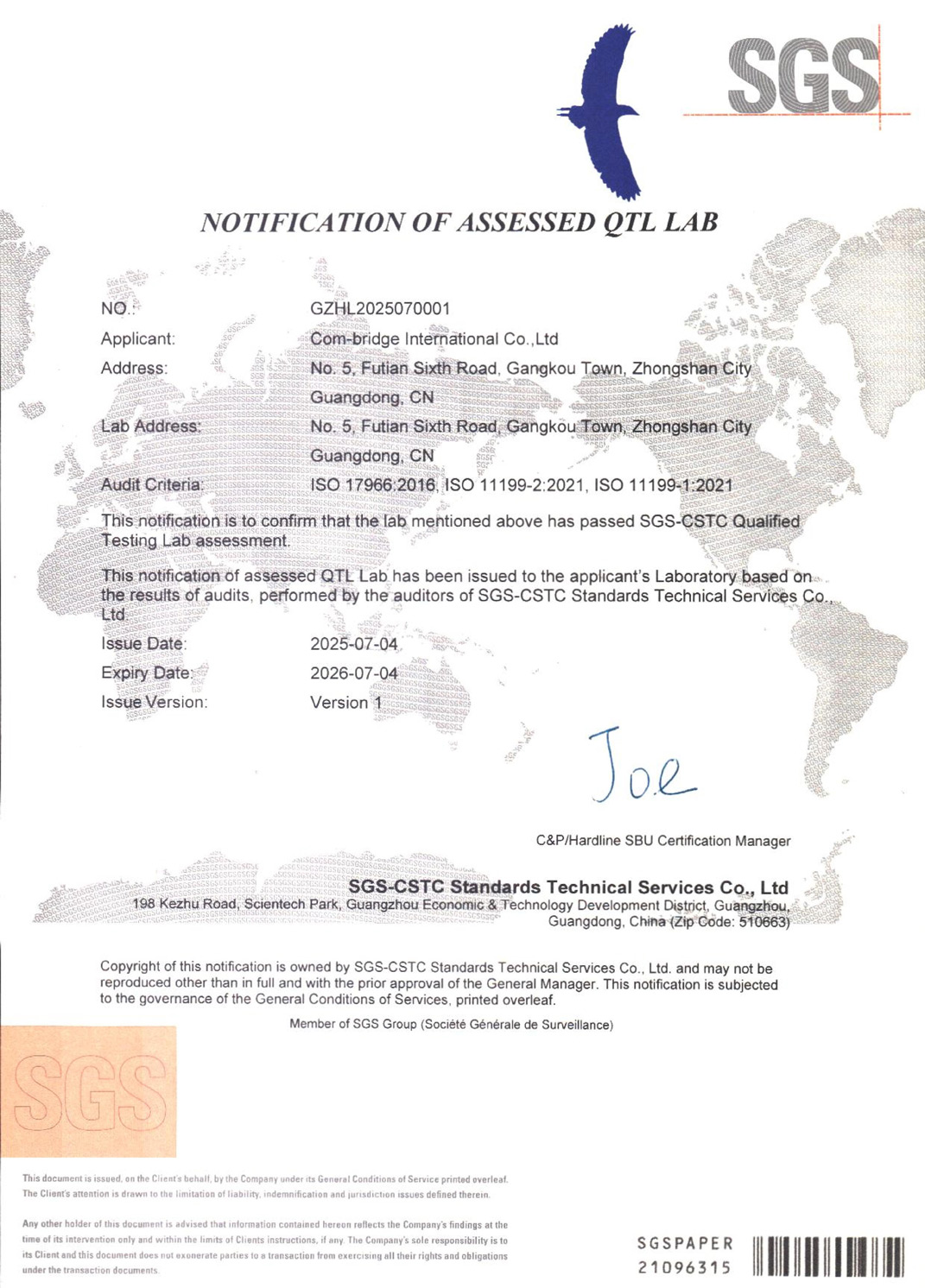 SGS Certification