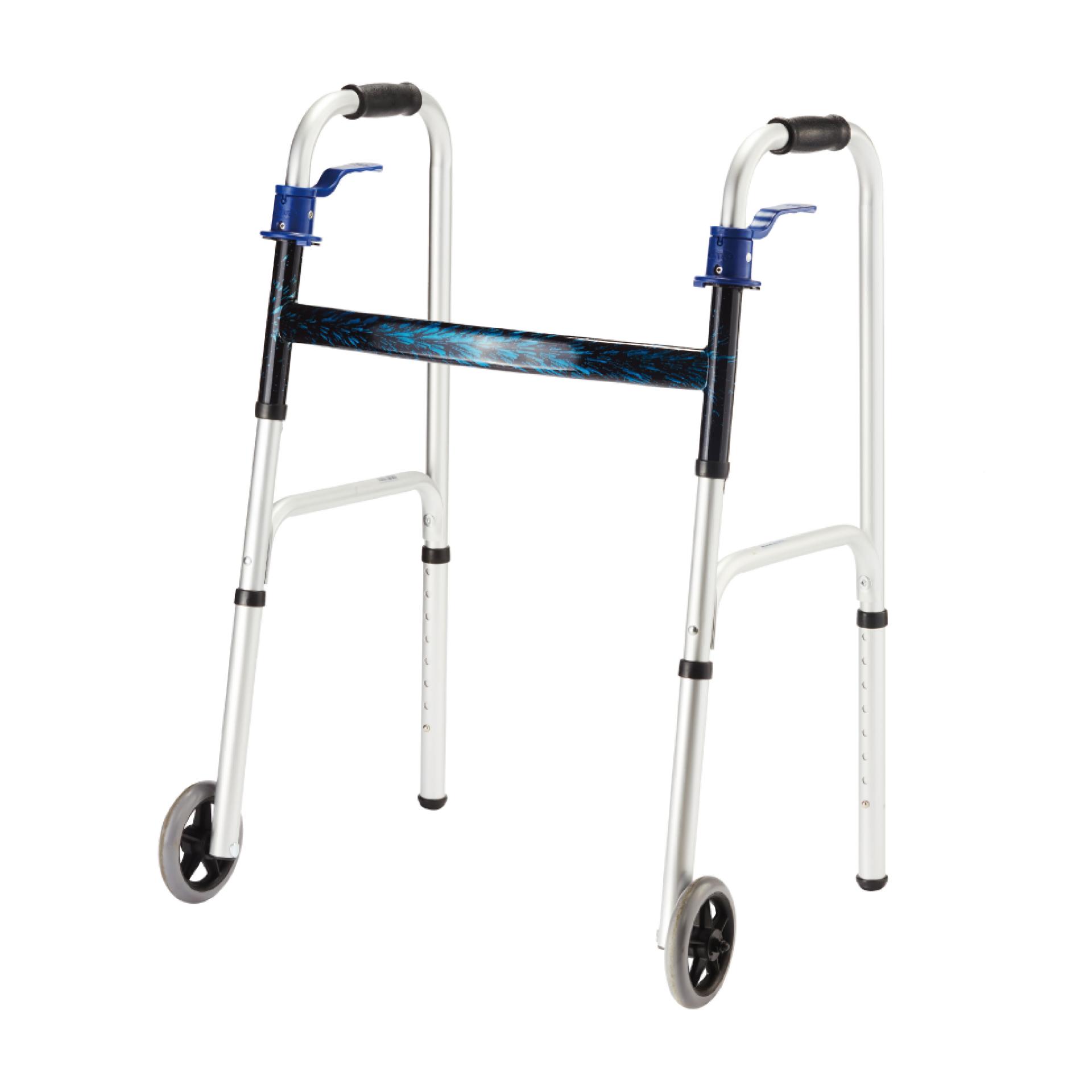 Pull-up Folding Aluminum Frame Walker with 2 Wheels